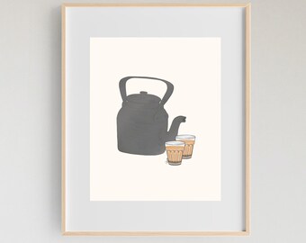 Chai Indian Modern Printable Wall Art | Desi Art | South Asian Art | Neutral Art | Minimalist Print | Home Wall Decor | Digital Download