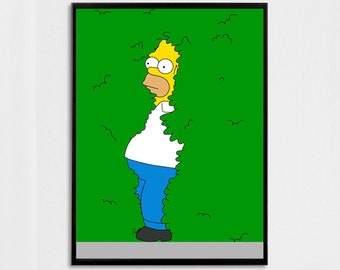 Homer Simpson Hiding in Bushes Art Print (Digital Download)