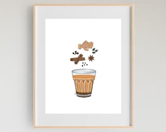 Chai Indian Modern Printable Wall Art | South Asian Art | Desi Art | Neutral Art | Minimalist Print | Home Wall Decor | Digital Download