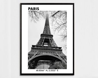 Paris Printable Art | Eiffel Tower Art | Paris Architecture Art | Travel Poster | Black and White Art | Home Wall Decor | Digital Download