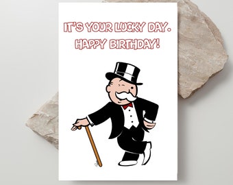 Game Printable Greeting Card | Monopoly Game Greeting Card | Board Game Card | Funny Birthday Card | Just Because | Digital Download