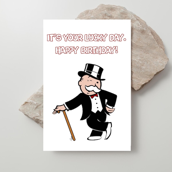 Game Printable Greeting Card | Monopoly Game Greeting Card | Board Game Card | Funny Birthday Card | Just Because | Digital Download