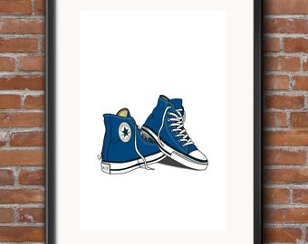 Lámina artística de zapatillas Converse / Arte minimalista de zapatos para pared (Descarga digital)
