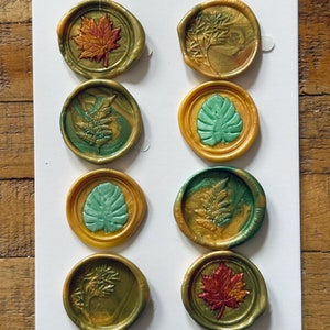 Set von 8 Natur inspiriert Siegel, Blatt Siegel, Aufkleber, selbstklebend, DIY Wachs Siegel, Party, Einladung, Geschenk, Pflanzensiegel, Journaling Aufkleber