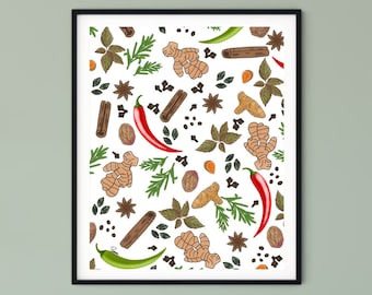 Spices Modern Printable Wall Art | Cooking Art | Desi Art | Indian Masala Art | Kitchen Art | Dining Room Art | Wall Art | Digital Download