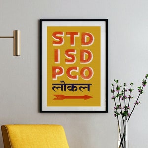 Indian Phone Booth Modern Printable Wall Art | South Asian Art | Desi Art | Desi Nostalgia Art | Home Wall Decor | Digital Download