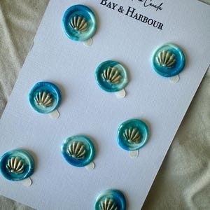 Set of 8 Ocean Inspired Wax Seals, 3D Wax Seals, Beach Wax Seals, Stickers, Invitations, Sea Shells Seal, Pearls Seals, Journaling stickers