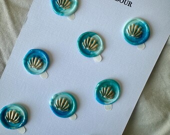 Meer Wachs Siegel: 3D Muschel Sticker mit Perlen für Einladungen, Geschenke, Umschläge, Journaling oder vieles mehr