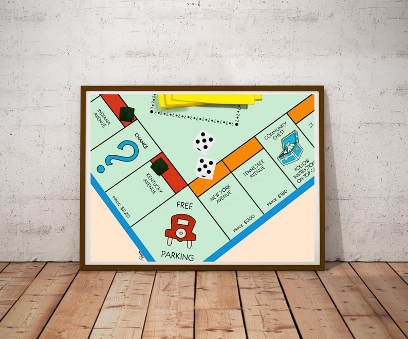 Board Game Printable Wall Art | Monopoly Print | Monopoly Art | Dorm Art | Play Room Art | Home ...