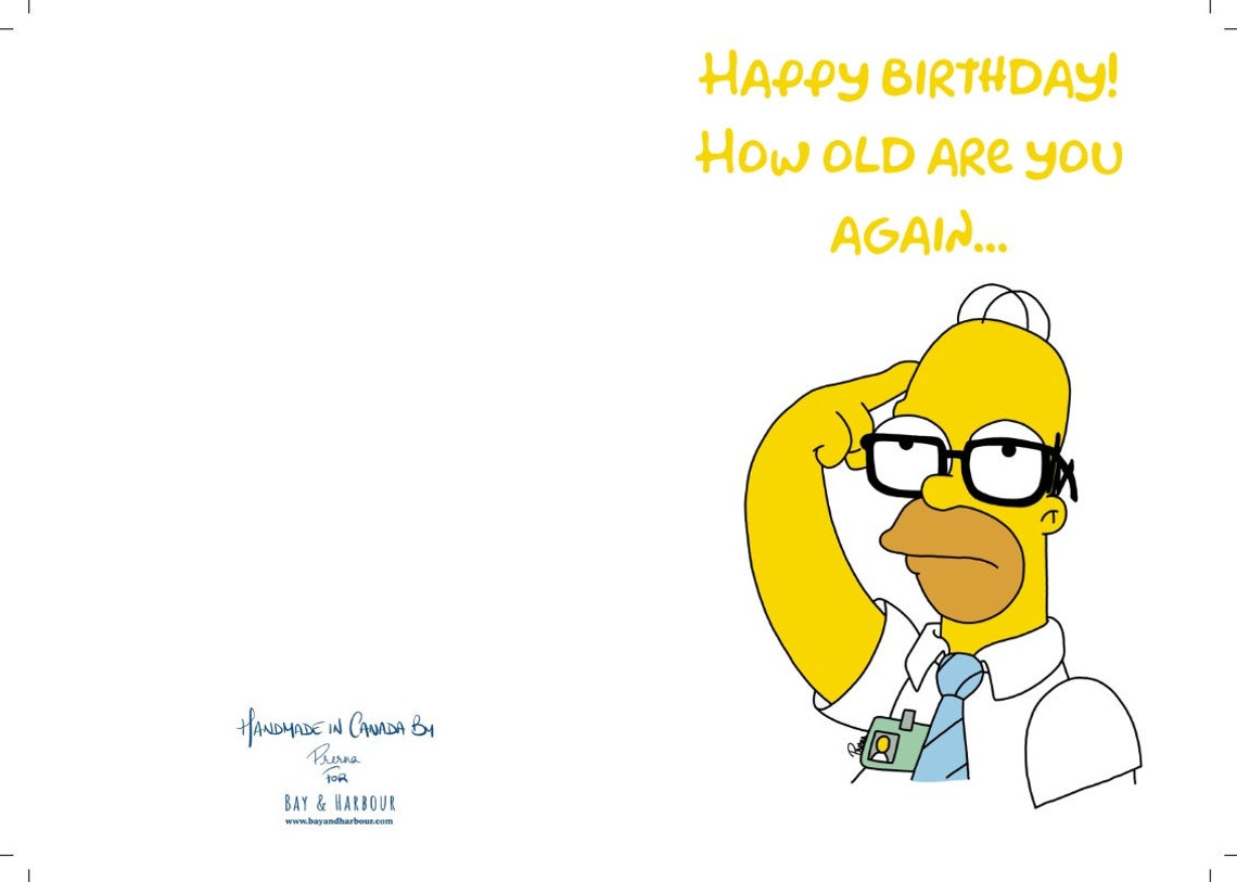 Homer Simpson Printable Greeting Card Simpsons Happy Birthday - Etsy Canada