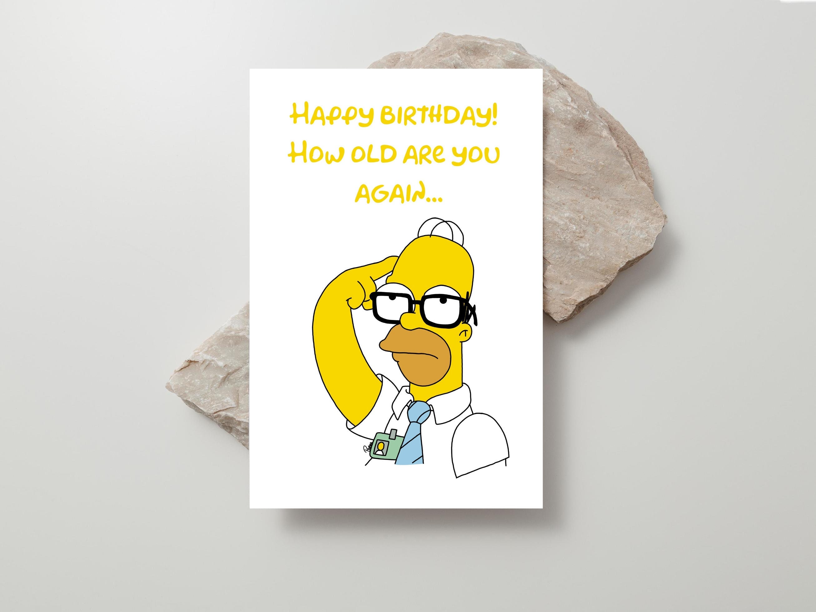 Homer Simpson Printable Greeting Card Simpsons Happy Birthday Card Gift
