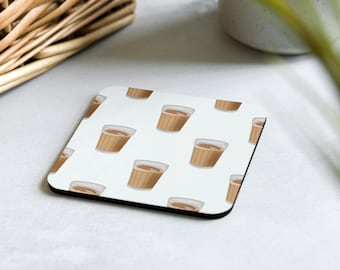 Chai Indian Cork-Back Coaster | South Asian Cork Coaster | Desi Coaster | Drinks Coaster | Chai Coaster | Desi Kitchen Coaster | Chai Gift