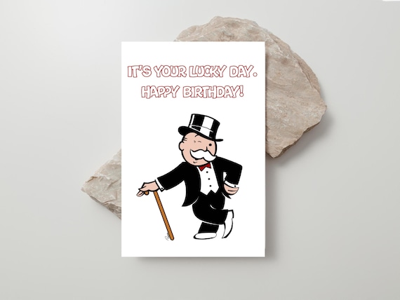 Game Printable Greeting Card Monopoly Game Greeting Card - Etsy