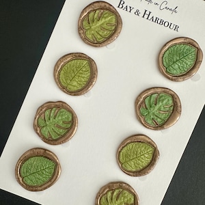 Set van 8 op de natuur geïnspireerde zeehonden, bladzegels, stickers, zelfklevend, doe-het-zelflakzegel, feest, uitnodiging, cadeau, plantenzegels, stickers voor dagboeken