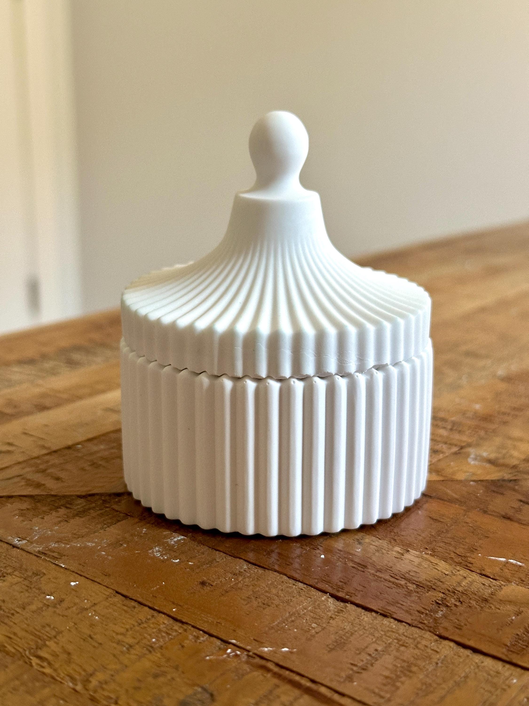 Handmade Ceramic Ribbed Trinket Box | Office Accessories Holder | Jewelry Box | Candle Holder | Housewarming Gift | Eco Friendly Home Decor