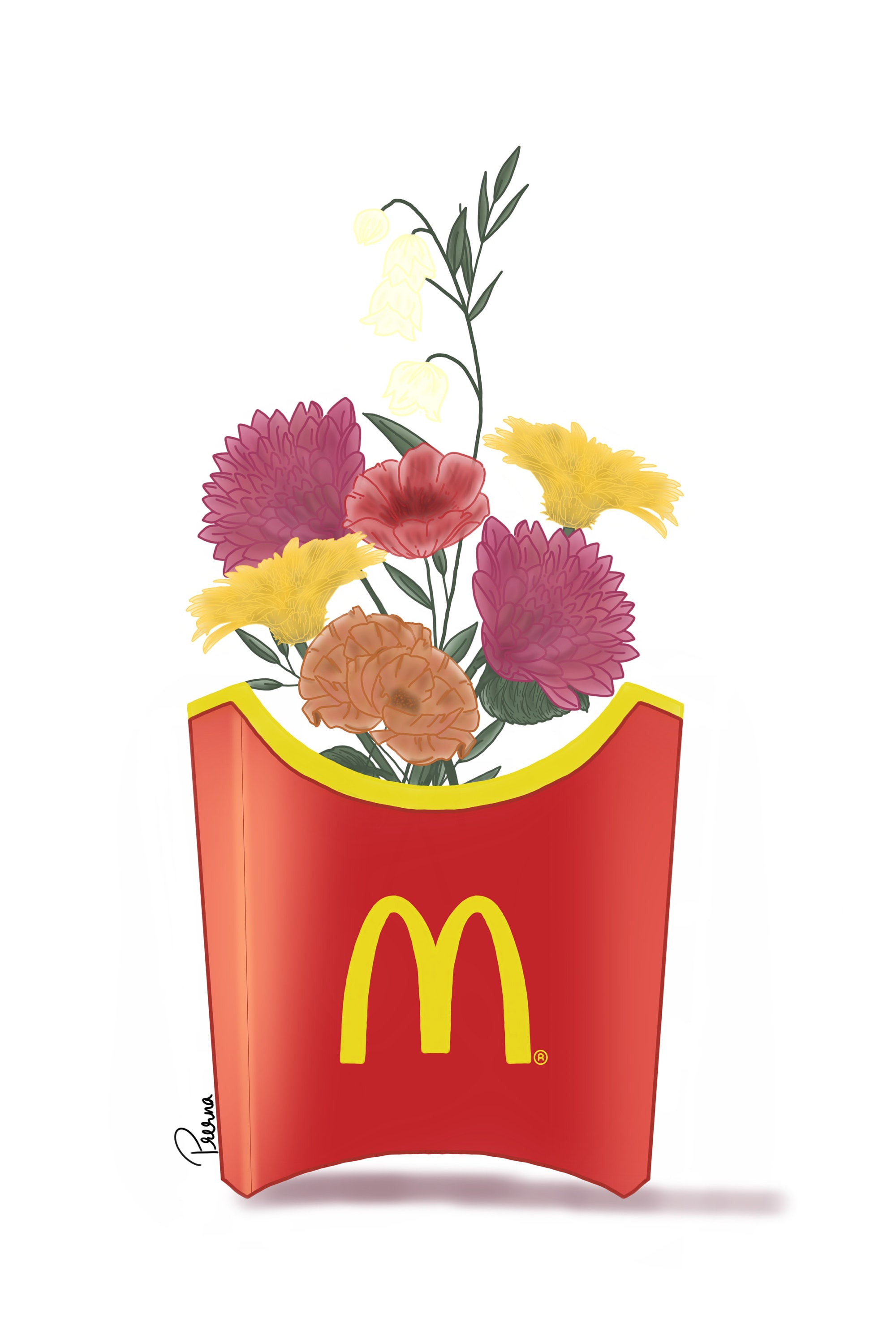 Mcdonalds Fries and Flowers Modern Printable Wall Art Funny Etsy
