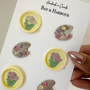 Handgemaakte set van 6 bloemen lakzegels, 3D-lakzegels, lakzegels bloemen, stickers, zelfklevend, feest, uitnodigingen, cadeau, stickers voor dagboeken