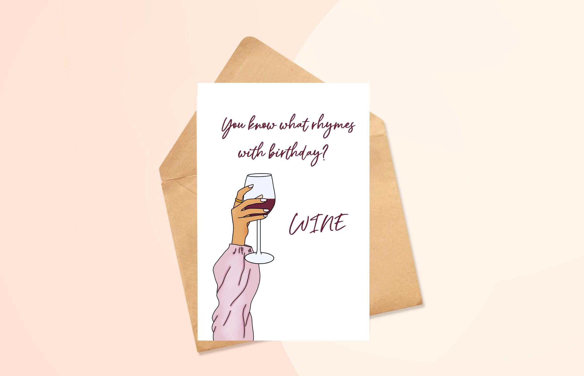 Funny Wine Birthday Card: Printable Greeting Card (digital Download) - Etsy