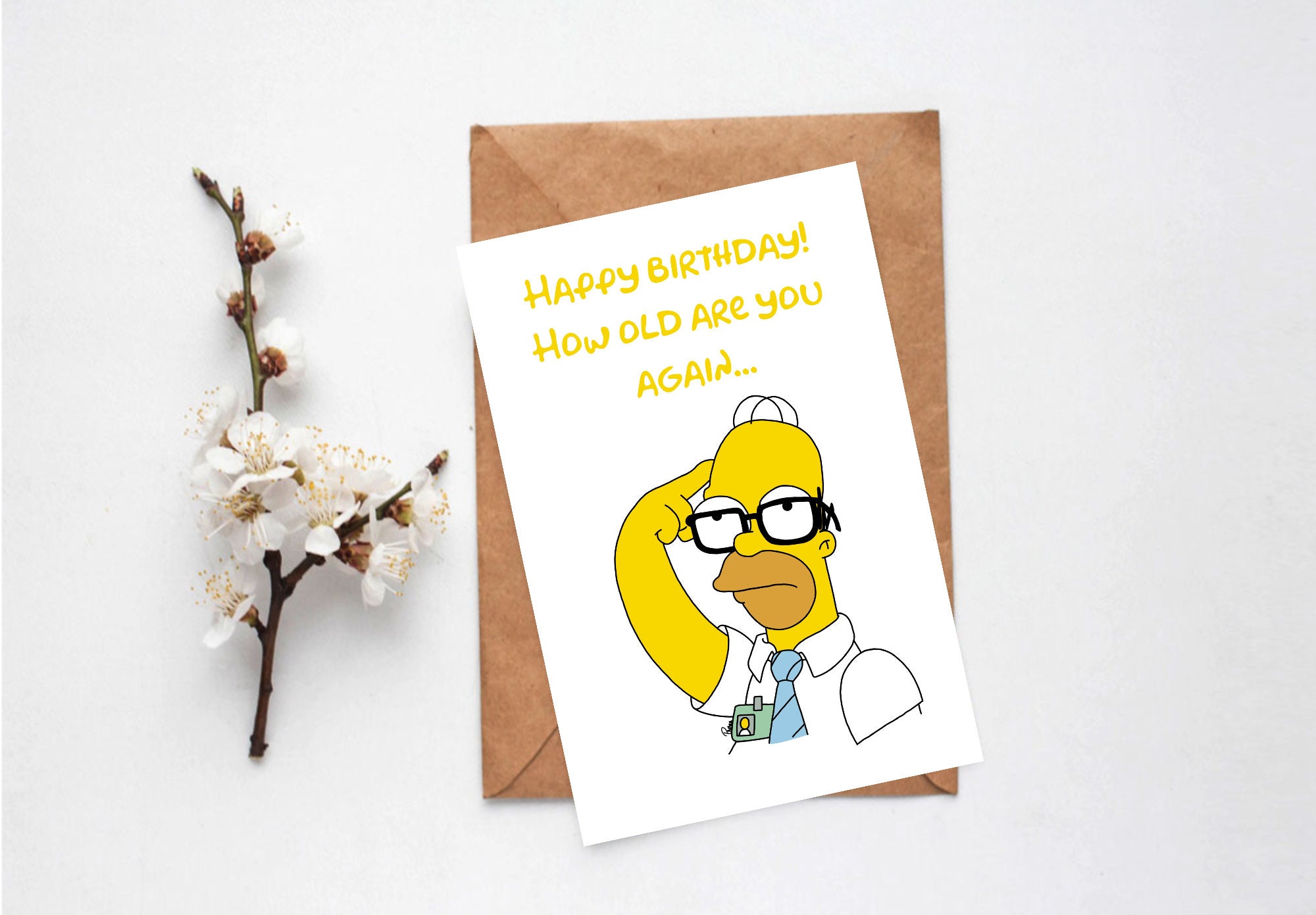 Homer Simpson Printable Grußkarte Simpsons Happy Birthday Card Etsy.de