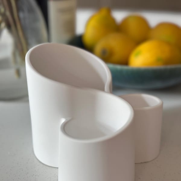 Handmade Ceramic Multi Compartment Organizer: Eco-Friendly Desk Tidy