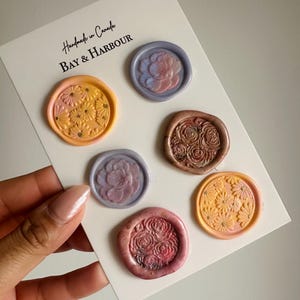 Handgefertigtes Set aus 6 Blumen Wachs Siegeln, 3D Wachs Siegel, Blumen Wachs Siegel, Aufkleber, selbstklebend, Party, Einladungen, Geschenk, Journaling Aufkleber