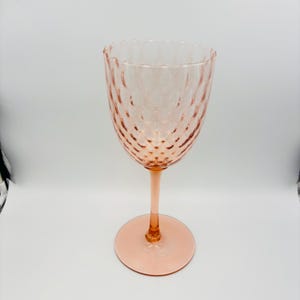 Vintage Empoli Glass Salmon Pink Optic Candy Jar Circus Tent Italian 13in No Lid