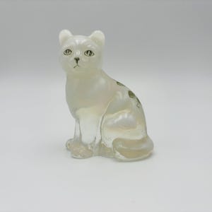 Vintage Fenton Cat Figurine Opalescent Hand Painted Strawberries Signed  D. Bunner