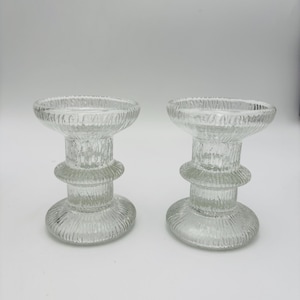 Luminarc Nordic Crystal Textured Candle Holders JG Durand & Vie Set of 2 France