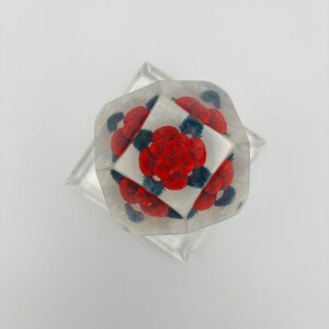 Vintage Clear Lucite Acrylic Red Rose Paperweight Faceted