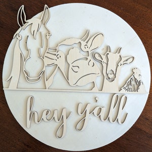 Farm Animal Hey Y'all DIY wood sign kit with stand, ready to finish crafts, DIY wood signs, custom wood sign, paint your own sign