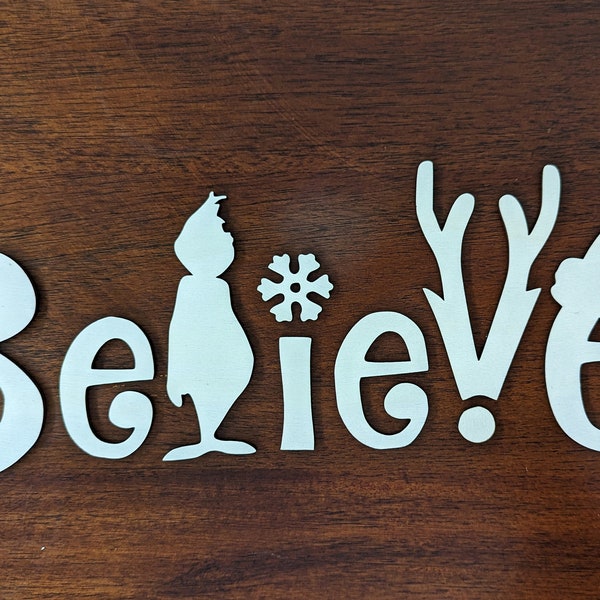 Grinch Themed Believe Wood Wording Cut Outs to make a Christmas Believe Sign, ready to finish crafts, DIY Wood Sign, Adult Craft, Paint Own