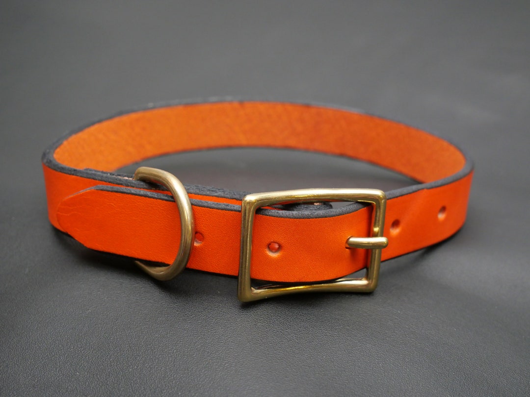 Bridle Leather Dog Collar Brass Hardware Etsy