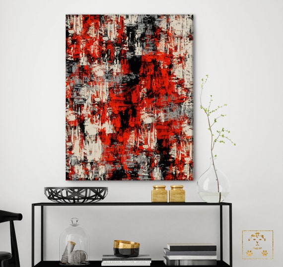 Red and Black Abstract Wall art Red Abstract Art Red and Etsy