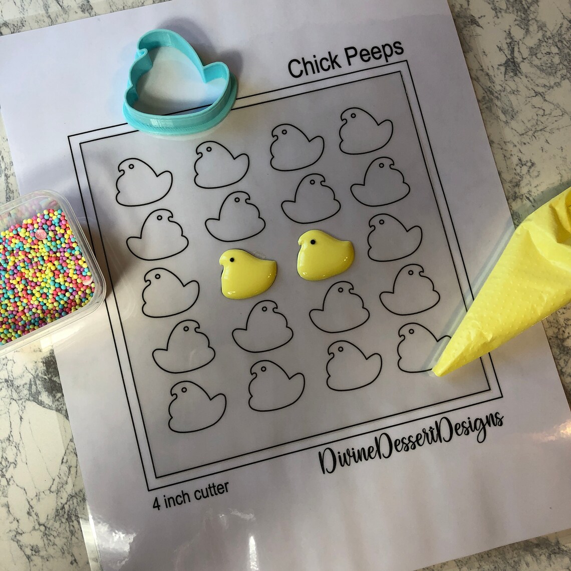 Printable Royal Icing Easter Chick Marshmallow Candy Cookie Etsy