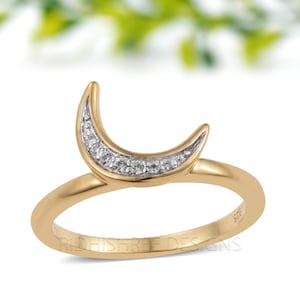 Mond Diamant Freundin Ring | Sterling Silber Ring | Himmlisches Geschenk für Sie | Zierlicher Diamant Liebe Ring | Romantischer Mond Schmuck