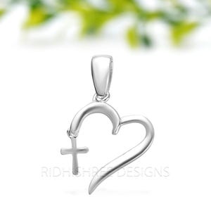 Sterling Silver Heart Cross Necklace: Romantic Clavicle Chain Pendant