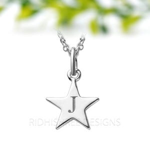 Personalised Custom Alphabet Engraved Star Necklace | Stars With Initials Personalised | Custom Star Charm Necklace | Gift for Her or Girls