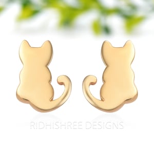 Cat Earrings | Hypoallergenic Stud Earrings for Women | 925 Sterling Silver Cat Studs | Animal Cute Gift for Cat Lovers | Kitty Earrings