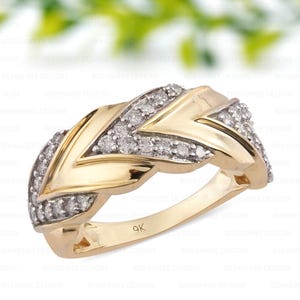 Gold Diamond Leaf Band Ring, Delicate Gold Ring, Nature Inspired Jewelry, Diamond Leaf Ring, Anniversary Gift for Her, Friendship Gift Ring
