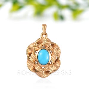 Sleeping Beauty Turquoise Gold Pendant | Sterling Silver with Gold Plating | Arizona Turquoise Necklace | December Birthstone Gift for Her