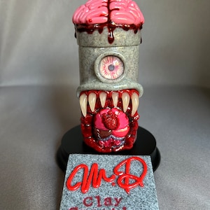 Handmade Polymer Clay/Glass Stash Jar - Airtight Herb Jar - Stash Box - Storage Jar - Trinket Jar - Unique Gifts - Gory Anatomy Monster