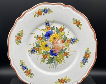 DERUTA 1950 Majoliche Teller Majolika-Keramik mit Blumenmotiv, Durchmesser 26 cm, hergestellt in Italien #230725