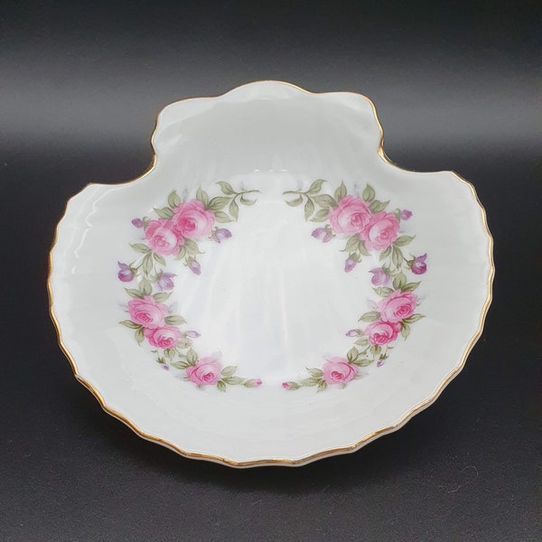 Coupelle BAVARIA 1940 Porcelaine fine  Roses forme coquillage #shell #deutschland