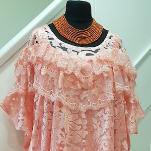 Handmade Lace Ruffle Kaftan: One Size Fits All