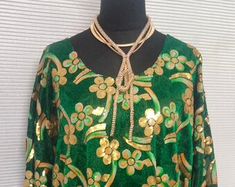Boubou/kaftán/vestido largo africano de lujo hecho a mano para mujer