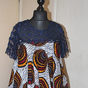 Unique Handmade Short Flared Ankara Dress with Lace Detail