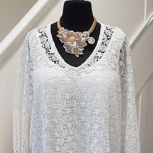 Elegante caftán de encaje hecho a mano / Bubu africano / Vestido largo africano - Talla única (hasta talla 26)