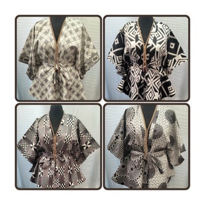 Stylish handmade Ankara kimono top