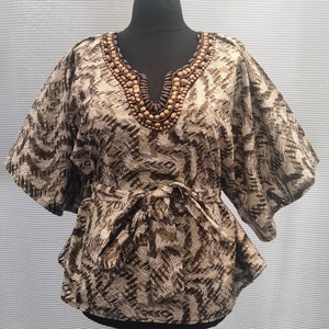 Stylish handmade Ankara top with detachable belt