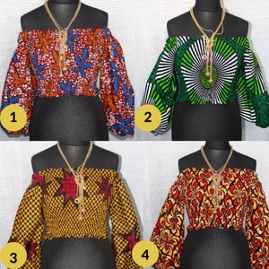Handmade Elasticated Crop Top with Puff Sleeves - Sizes UK10-20 Available
